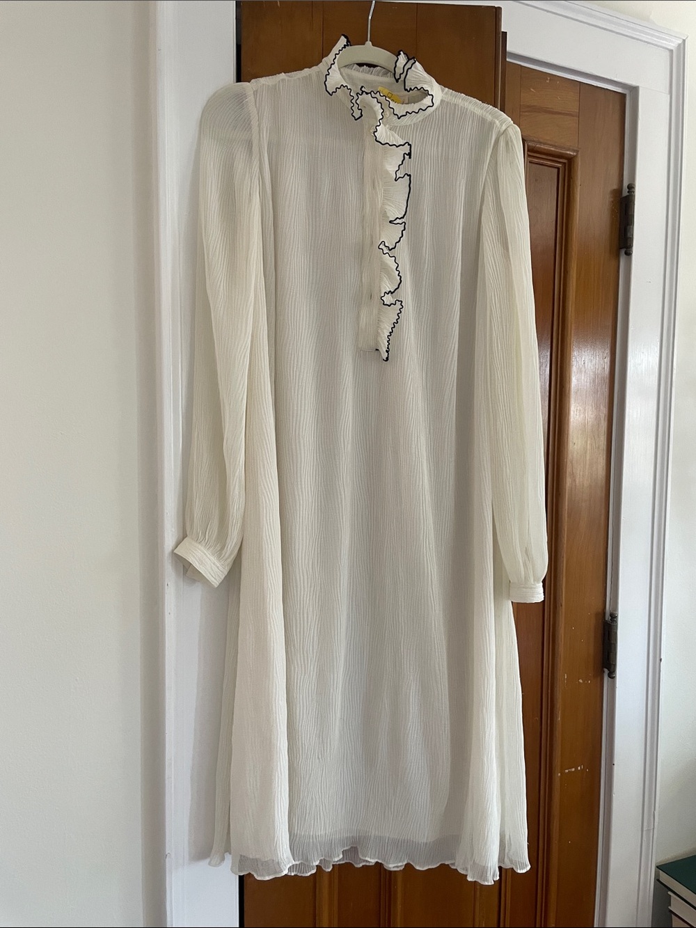 Tory Burch Ruffle V-Neck Long Sleeve Dress